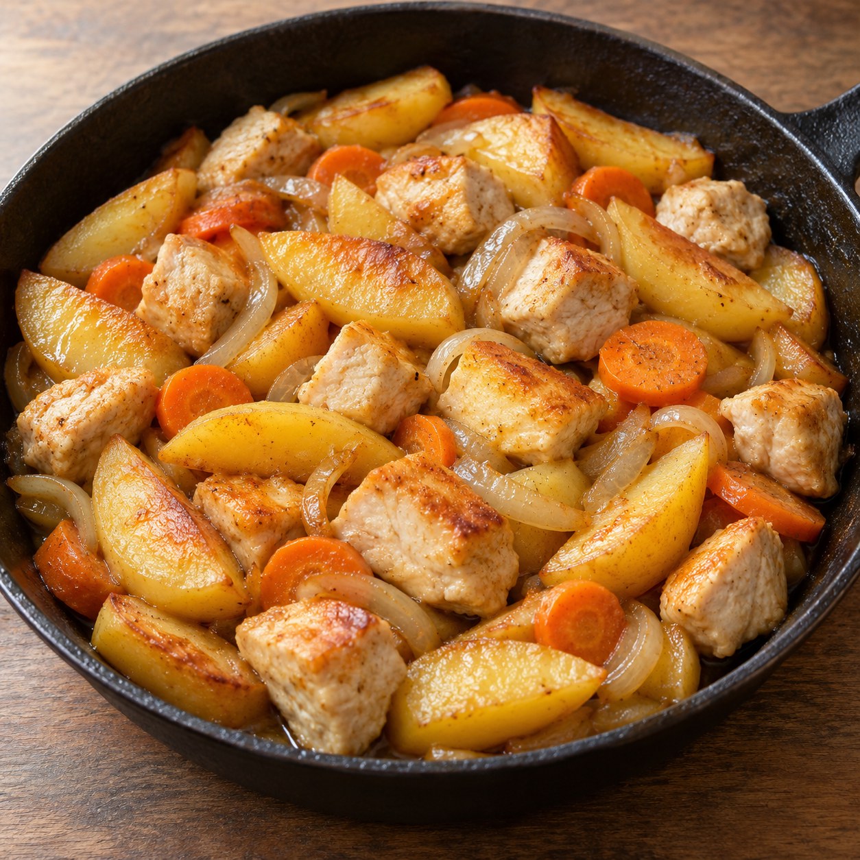 Курица с картошкой на сковороде